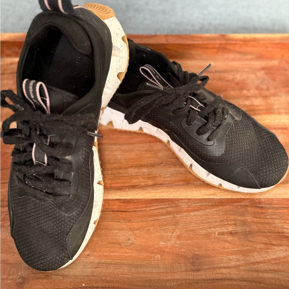 Reebok Black and White Sneakers with Chunky Midsole